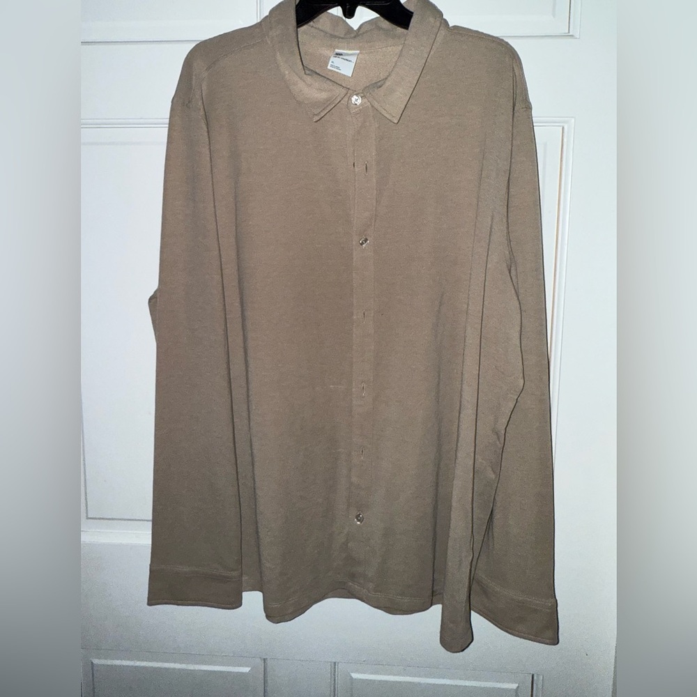 All in Motion Men's Casual Tan Button Down Shirt
